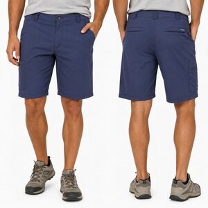 Ascend Shorts Mens 38 Navy Blue Cargo Outdoor Performance Trail Active Zipper